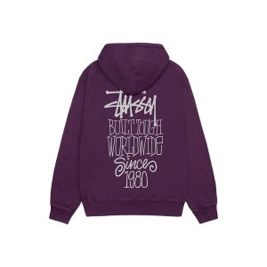 Pull à capuche violet stussy